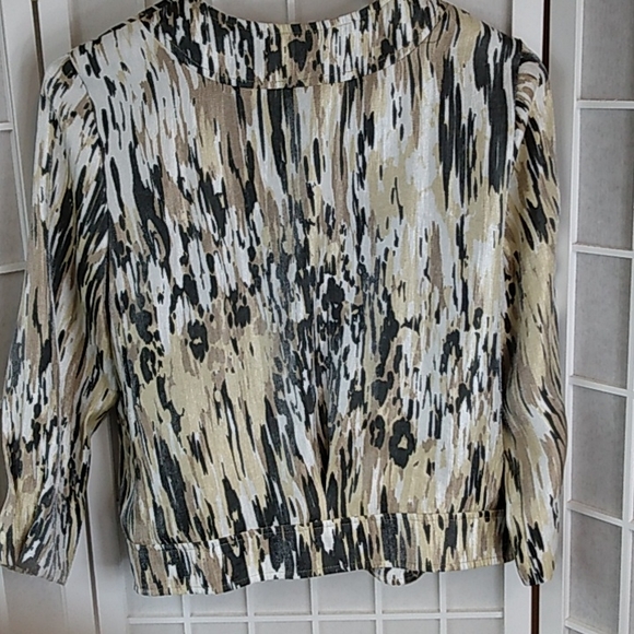 Ruby Rd. petite blazer • shiny • button front • black/cream • Women 4P - Picture 10 of 13